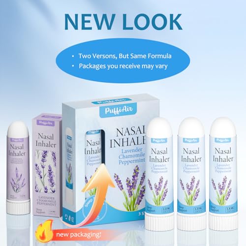 Image of PUFFIAIR Lavender Nasal Sticks (3 Pack) 丨Pure Lavender & Chamomile Extract丨Help Sleep, Promote Calm & Stuffy Noses Support Craving Relief for Smokers