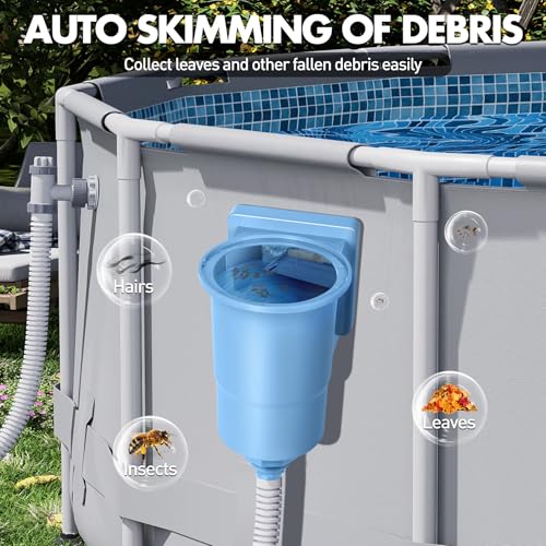 LuxBlue Skimmer Pool Set für Aufstellpool, Hochleistungs ABS Oberflächenskimmer Pools, Einbauskimmer mit Großem Herausnehmbarem Korb,Wandskimmer Komplettset Pool Skimmer für Stahlwandpool,Folienbecken