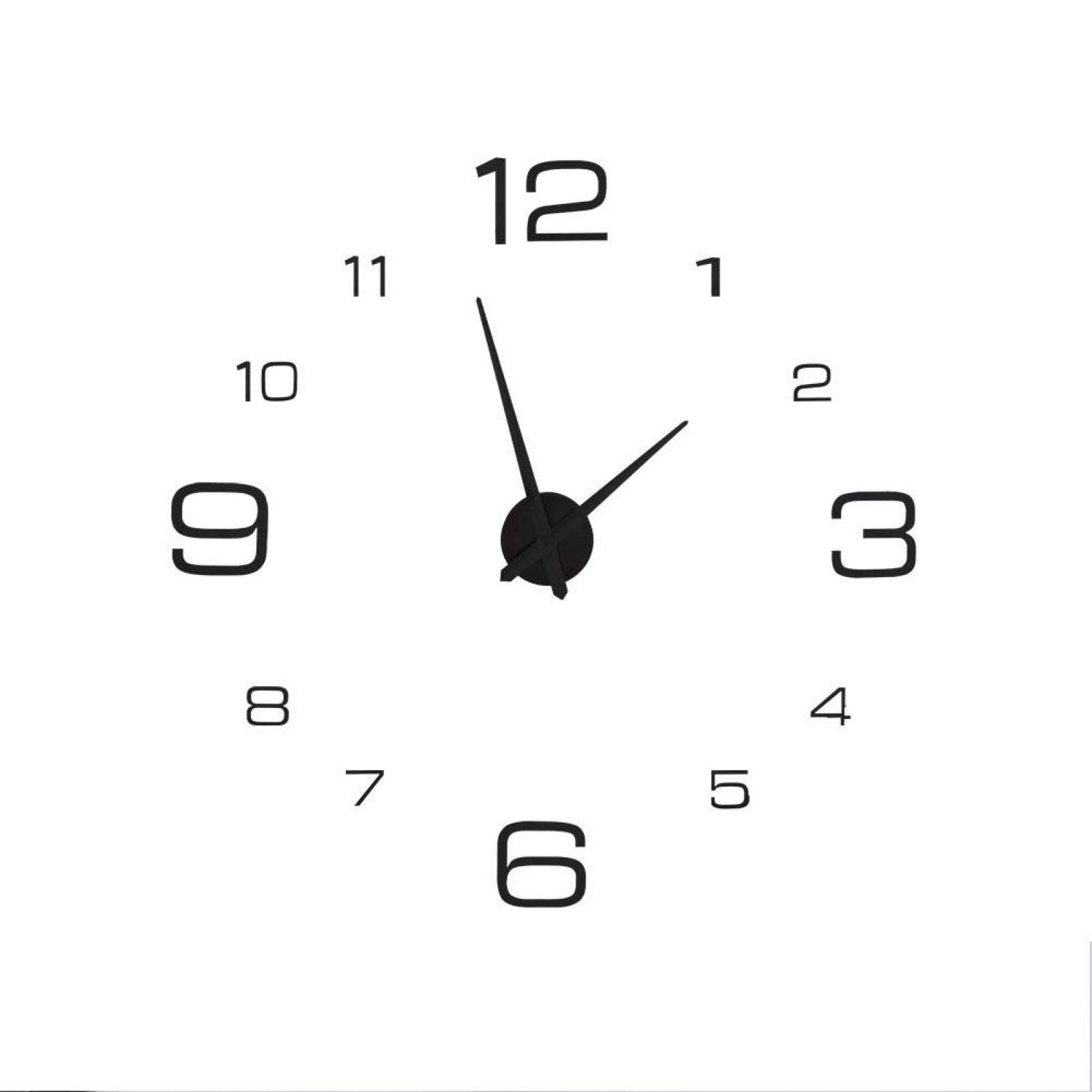 Kuuleyn 3D DIY Wall Clocks, Decorative wall clocks,Modern Self-adhesive Acrylic 3D Large Wall Clock Sticker for Home Room Decor(black)