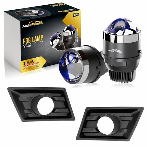 Image of Audio Wheels 3 Inch LED Projector Fog Lamp with Cover 120W, Tri-Color (White /Warm /Yellow) | Single Beam | 12V /24V Fog Light for Car Modification | 1-Year warranty | Compatible with Hyundai Creta 2024