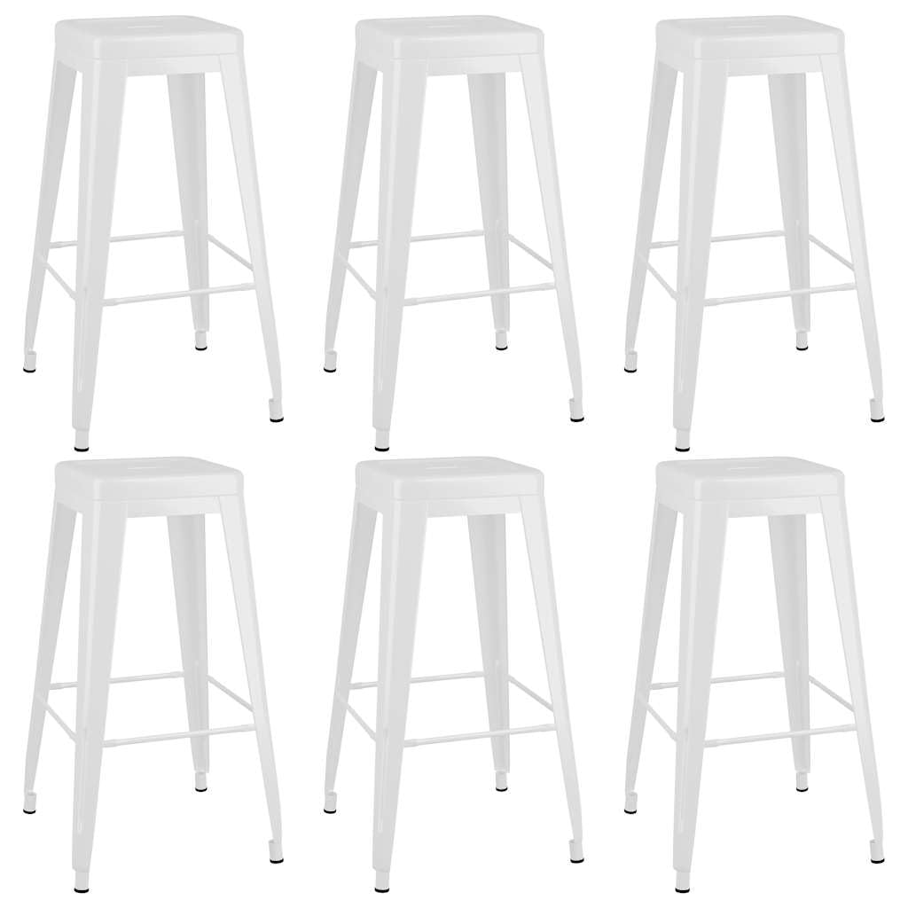 7-TLG. Bar-Set Schwarz Weiß mit Bartisch & 6 Barhockern