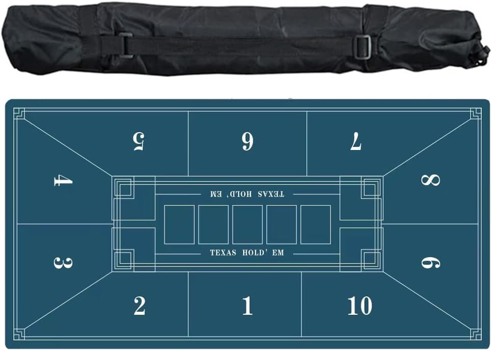 Poker Table Top 70 x 35 Inch, Texas Hold'em Poker Mat for Home Game Nights Up to 10 Players, Blackjack, Casino Poker Topper with Storage Bag