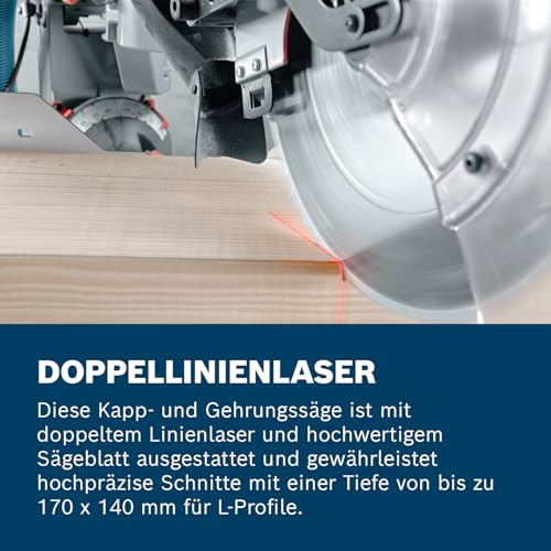 Bosch Professional Kapp- und Gehrungssäge GCM 12 GDL (2000 Watt, inkl. Doppellinienlaser...
