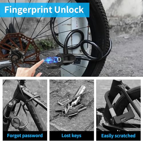 TenixLox Smart Bike Cable Lock,Keyless Bike Lock with 1.5m Steel Cable and Bracket,Waterproof - Image 3