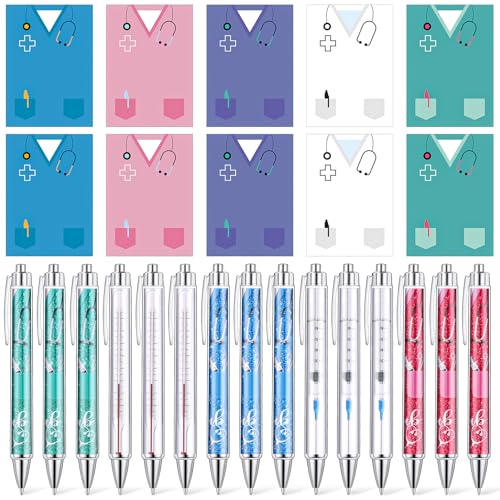 Fuutreo 30 Pcs Gifts for Medical Students Back to School Set Nurse Notepads with Pens Nursing Sticky Notes Ballpoint Pens Bulk for Medical Students Welcome Back Party Favors Supplies(Nurse-Cute)