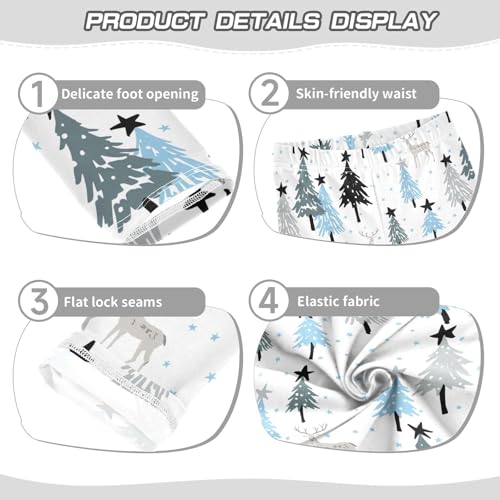 Girls' Leggings Star Forest Deer Spruce Tree Ankle Length Printed Leggings Comfort Pants for Kids 4-10 Years4