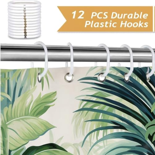 Rideau de douche polyester lavable imperméable avec 12 crochets - 5
