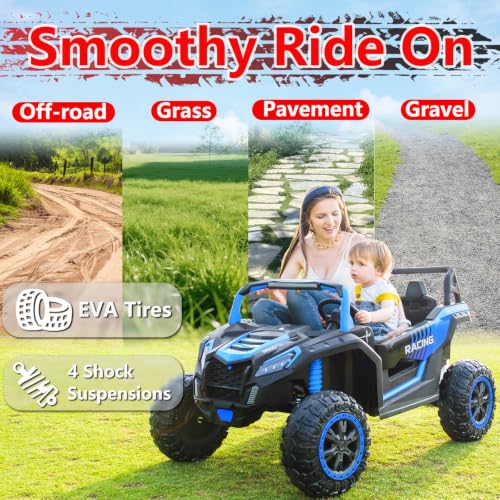 Image of NEWQIDA XXXL 2 Seater 24V Ride On Toys 4x200W Kids Side by Side UTV, Blue