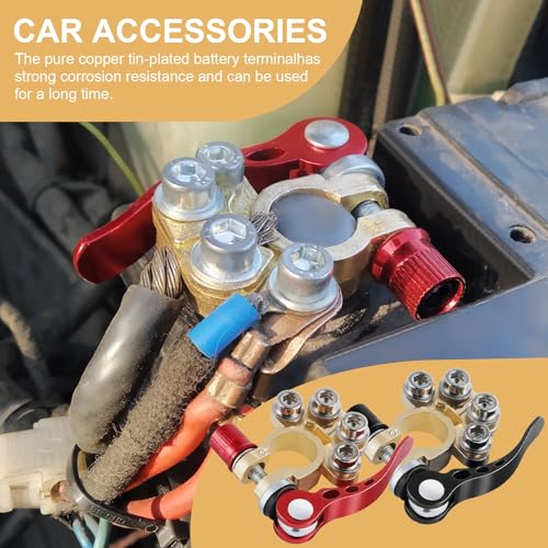 image for SINGARO Car Battery Terminal Clamp Connector, 4 Way Positive and Negat