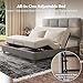 FLEXISPOT All-in-One Adjustable Bed Frame with Upholstered Square Tufted Headboard, Queen–Modern Minimalist Design–Synchronized Head&Foot Lift for Relaxation–5Y Motor&10Y Frame Warranty,Light Grey