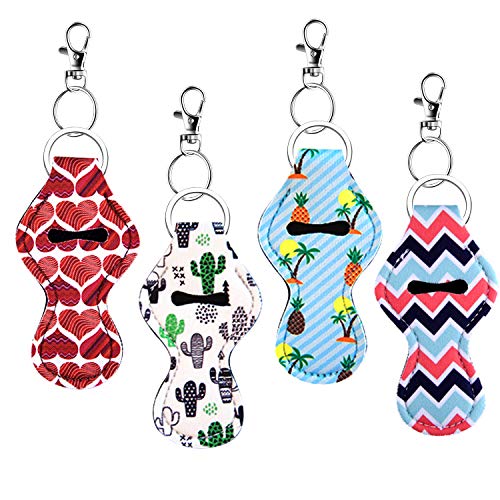 Duufin 24 Pieces Chapstick Holder Keychains Lipstick Holder Keychains with 24 Pieces Metal Clip Cords Suitable for Chapstick Tracker and Safeguard, 24 Vibrant Color - Thumbnail 4
