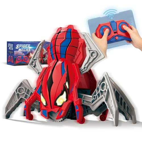 ZippyZoom Remote Control Spider Toys for 3 4 5 Year Old Boys: Gifts Toy for 5-6-7-8 Years Boy Girl Birthday Presents for Kids Rechargeable Remote Control Robot Kids Toy with LED Eyes