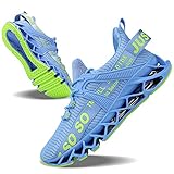 JSLEAP Damen Laufschuhe Turnschuhe Sportschuhe Sneaker Atmungsaktiv Turnschuhe Leicht Laufschuhe Slip On Walkingschuhe 1e-Hellblau,Größe 41 EU/255 CN