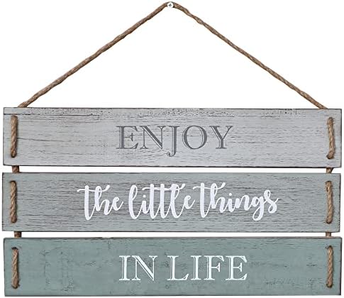 Barnyard Designs Enjoy The Little Things In Life Quote Wall Decor, Decorative Wood Plank Hanging Sign 17” x 10.25”