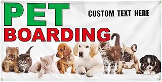 Custom Vinyl Banner Multiple Sizes Pet Boarding #1 Outdoor Advertising Printing Pet Grooming Outdoor Weatherproof Industrial Yard Signs 6 Grommets Personalized Text Here 36x72Inches