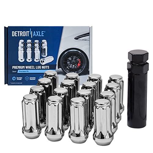Image of Detroit Axle - Front End Kit for 2001-2004 Chevy Silverado GMC Sierra 2500 2001-2006 Silverado Sierra 2500 HD 3500, Upper Control Arms Ball Joints Tie Rods Sway Bars Idler Pitman Arm Wheel Lug Nuts