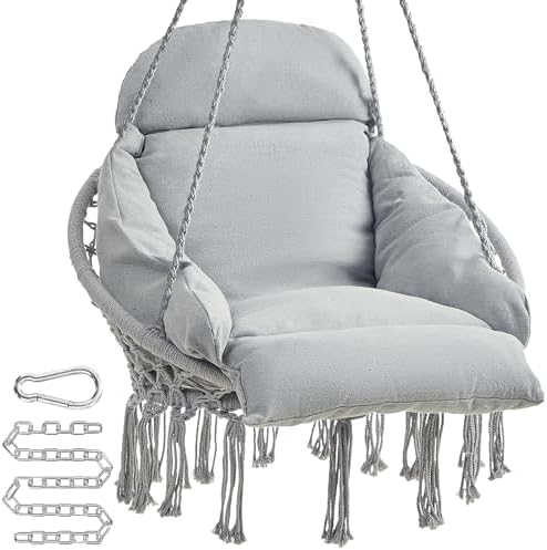 SONGMICS Hanging Chair, Hammock Chair with Large, Thick Cushion, ...