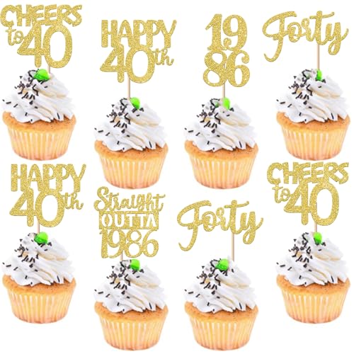 Gold Glitter 40th Toppers