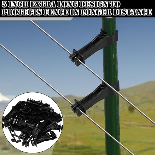 Image of Outus 25 Pcs Reversed Extender Insulator Snap Fit T Post Insulators for Electric Fence Wire for Yard Agricultural Ranchers Farm Fence (Black)
