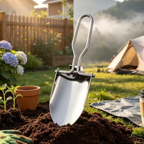 Pala plegable mini para jardín y camping