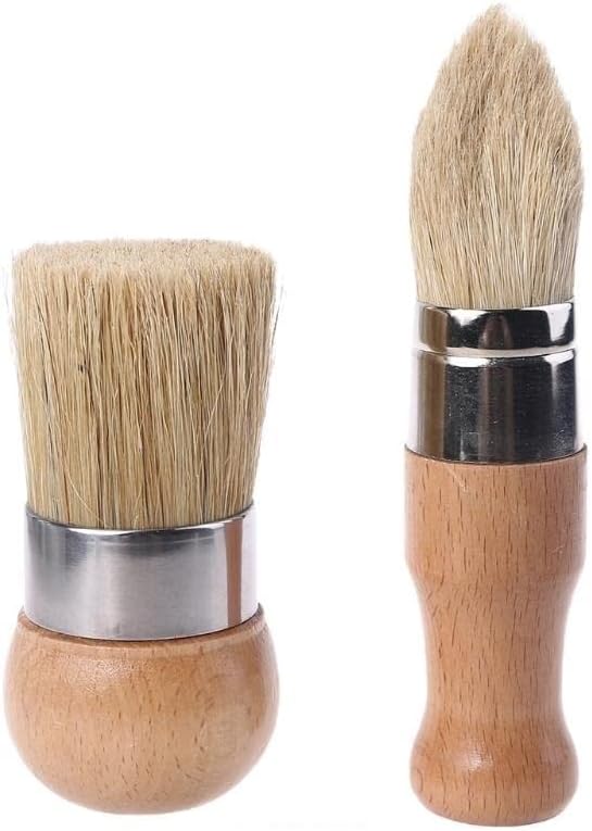 Paint Brushes,Angle Brushes,Paint Tools, Paint Brush Round and Pointed Chalk Paint Wax Brush Wood Handle Bristle Brushes Furniture Paint Brushes