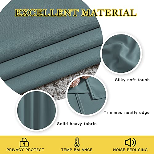 NICETOWN Blackout Curtains 63 Length for Nursery - Grommet Window Treatment Thermal Insulated Solid Room Darkening Drapes for Living Room, Greyish Blue, 1 Panel, W52 x L63
