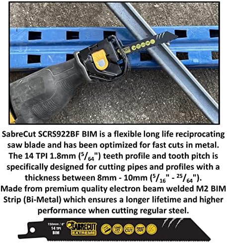 3 x SabreCut SCRS922BF_3 150mm 14 TPI S922BF Fast Wood and Metal Cutting Reciprocating Sabre Saw Blades Compatible with Bosch Dewalt Makita and many others