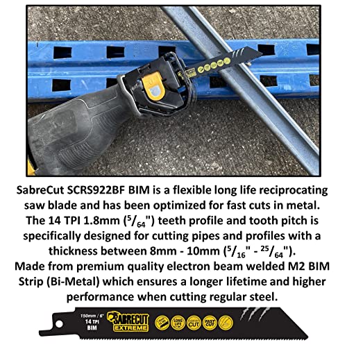 5 x SabreCut SCRS922BF_5 150mm 14 TPI S922BF Fast Wood and Metal Cutting Reciprocating Sabre Saw Blades 3 5 x SabreCut SCRS922BF_5 150mm 14 TPI S922BF Fast Wood and Metal Cutting Reciprocating Sabre Saw Blades - Image 3