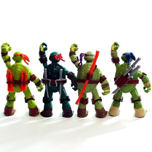 Sugnaa 4Pcs Turtles Action Figures Turtle Toys Cake Toppers Cartoon Anime Collection Playset Toys Birthday Decoration #TOP6