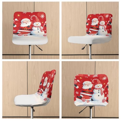 Image of Santa Claus and Snowman 4Pcs Seats Covers for Stools Bar Stool Seat Cover Slipcovers Elastic Washable Chair Cover for Kitchen Island Stools