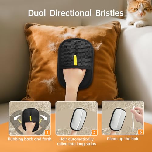 Image of 1 Pcs Pet Hair Removal Gloves Brush, Reusable Cat Dog Electrostatic Hair Remover Grooming Glove Tool