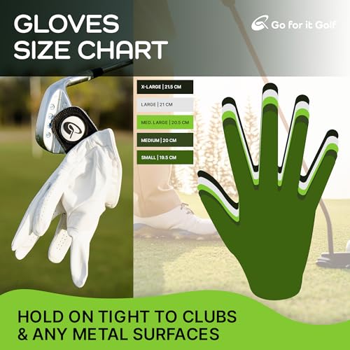 Men's Golf Glove Left Hand with Magnetic Strap, Cabretta Leather with Durable Elastic Wristband, MagniDry Technology Keeps Hands Dry & Fresh Between Shots, Comfortable and Durable Design