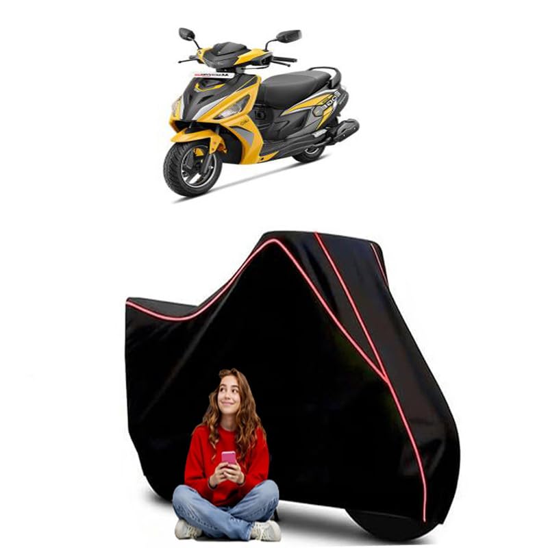 Image of Maestro Edge 125 E20 BS7 Scooty Bike Cover Water Resistant Outdoor Use Universal Fit Scooters Motorcycles Heavy Duty UV Protection Dust Rain Scratch Resistant Elastic Bottom Black Blue Piping