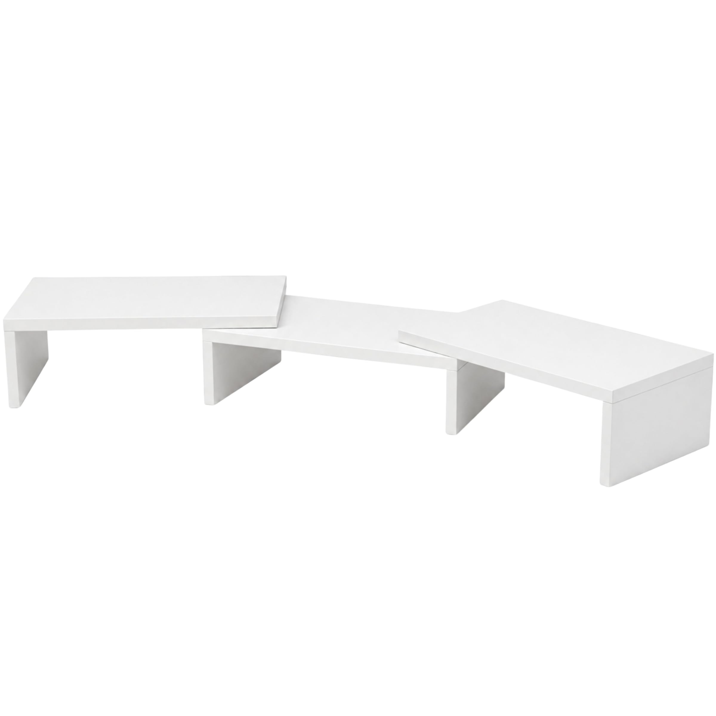 Supporto per doppio monitor supporto per monitor organizzatore per scrivania supporto per laptop supporto per computer 3 ripiani a lunghezza regolabile Bianco