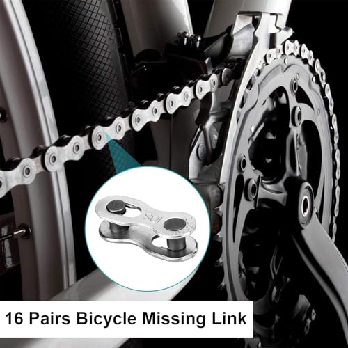 Kettenschloss Fahrrad,16 Paar Fahrrad Kettenverschluss Kettenverschluss-Glied Für 6, 7, 8, 10 Geschwindigkeitskette Fahrrad Ersatzteile, Einfache Montage Ohne Werkzeug, (10 Speed)