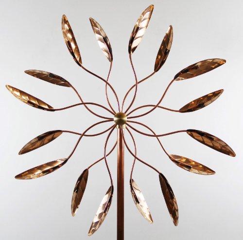 Stanwood Wind Sculpture Kinetic Copper Wind Sculpture, Dual Spinner Spinning Ficus Leaves