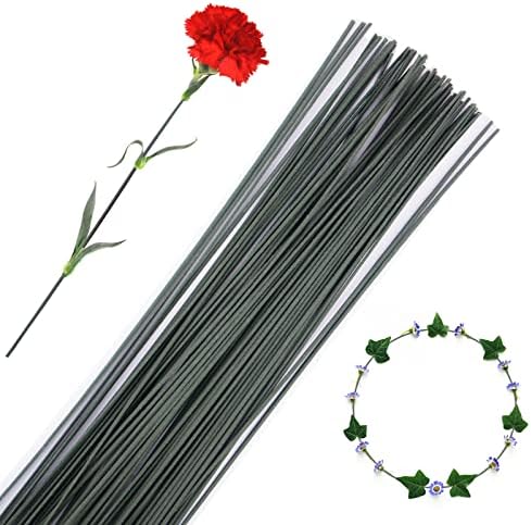 100 Stück Blumendraht Set 30cm - Floristikdraht Grün Mit Bastelband & Metalldraht