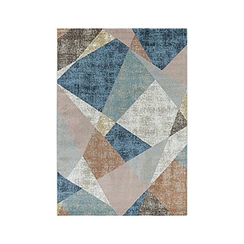 Tapis géométrique triangle moderne multicolore à poils courts résistant 80x250 cm - 3