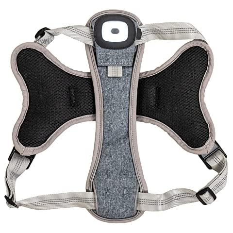 Lumen Logic Gray Dog Harness (XL) with LED Light & Micro USB Recharging Cable Cover