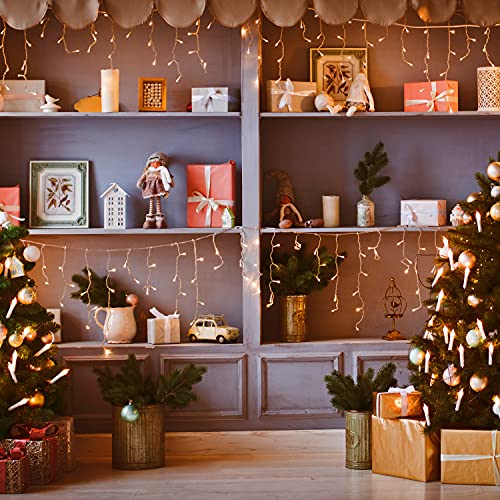 The Christmas Workshop Warm White Icicle LED Christmas Lights/Mains Powered with 8 Functions/Indoor or Outdoor Fairy Lights for Home, Weddings and Gardens (240) - Image 6
