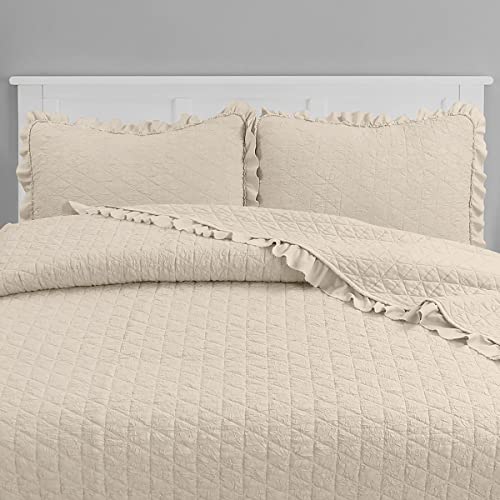 Avanti Linens - King Quilt Set, Luxuriously Soft Bedding with Matching Shams, Farmhouse Bedroom Decor (Charlotte Ecru, King)