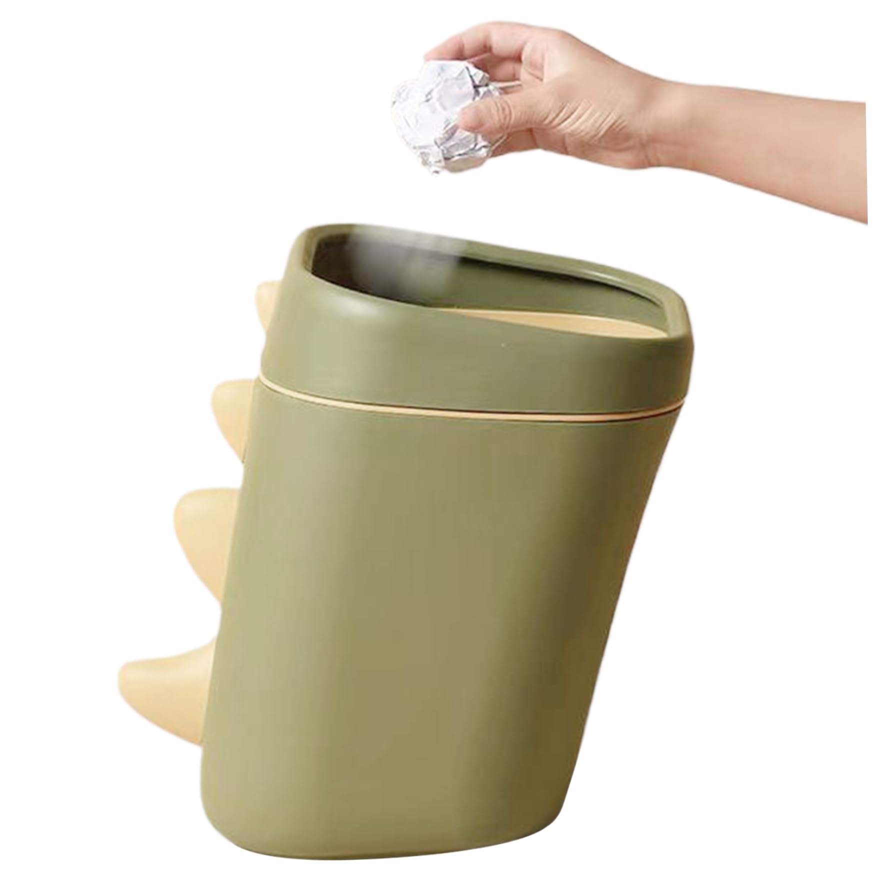 Dinosaurier-Mülleimer mit Pressring, verdickter Kinder-Mülleimer, 34,3 x 20,1 cm, grüner Mülleimer, breite Öffnung, Kinderzimmer-Mülleimer für Badezimmer, Küche, Schlafzimmer, Kinderzimmer-Mülleimer,