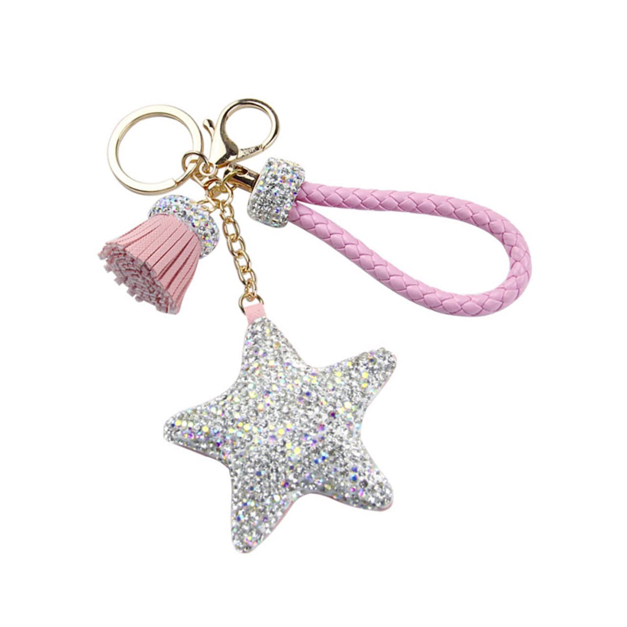 GALPADA 2 Uds Accesorios Colgantes De Cristal Para Coche Llaveros De Mochila Para Niñas Llavero De Cartera s De Estrella De Diamantes De Imitación Hecho A