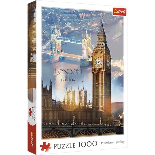 Trefl - Puzzle Londyn o Świcie - 1000 Elementów, Anglia, Stolica, Miasto, Poranek, Big Ben, Tower Bridge, Układanka DIY, Kreatywna Rozrywka, Prezent, Puzzle Klasyczne dla Dorosłych i Dzieci od 12 Lat