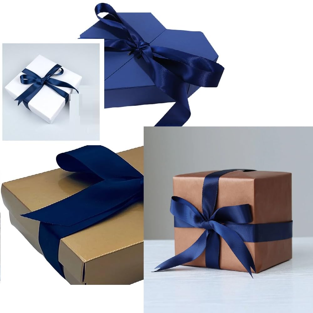 Double Sided Satin Ribbon Size 38mm x 10 Meters (Navy Blue) Perfect for Gifts Wrap Sew Party Decorations Events Dress Wedding Christmas Crafts - Image 2
