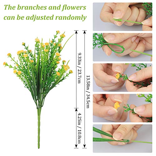 10 Bundles Outdoor Artificial Flowers Gypsophila Baby Breath Fake Flowers, Uv Resistant Faux Plastic Greenery Shrubs Hanging Plants For Home Wedding Garden Porch Window Box Decoration, 5 Colors #TOP6