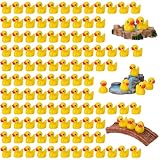 Camptrip 120 Stück Mini Enten Harz, Gelb Mini Duck Figuren Miniatur Enten kleine Enten für Dekoration von Miniatur-Landschaftsgärten, Bonsai, Fischbecken und Aquarien verwendet