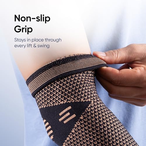Image of Frido Sports Elbow Cap for Tennis & Golfer's Elbow | Helps Reduce Elbow Pain During Gym & Sports | Stays Firm Without Slipping | Great for Workout, Weightlifting & Daily Strain | 1 Pair | Size - XL