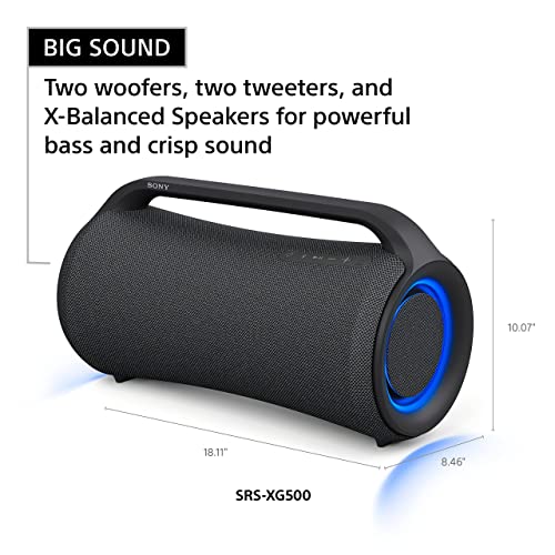 Sony-SRS-XG500-X-Series-Wireless-Portable-Bluetooth-Boombox-Party-Speaker-with-Big-Powerful-Sound-IP66-Water-resistant-and-Dustproof-30-Hour-Battery-LED-Ring-Lighting-for-Home-and-Outdoor