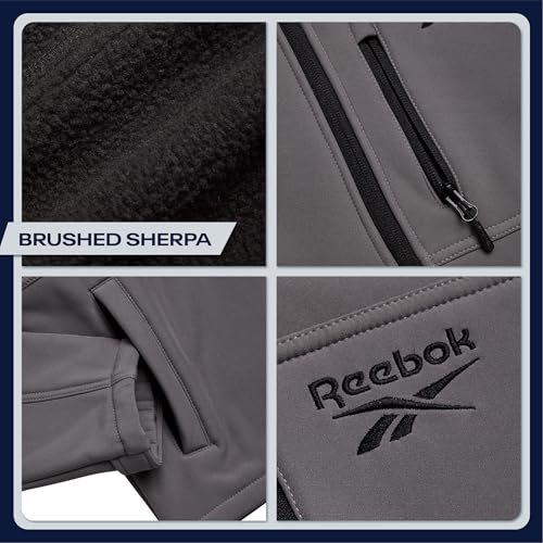 Image of Reebok Boys Softshell Jacket, Sherpa Fleece Lined Hooded Windbreaker
